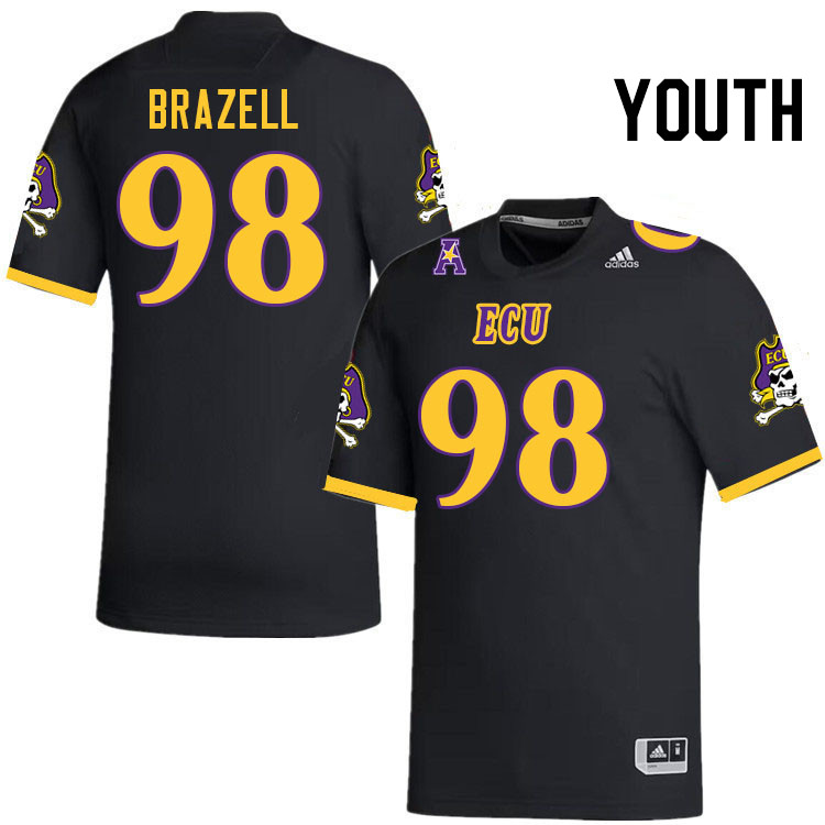 Youth #98 Torin Brazell ECU Pirates College Football Jerseys Stitched-Black